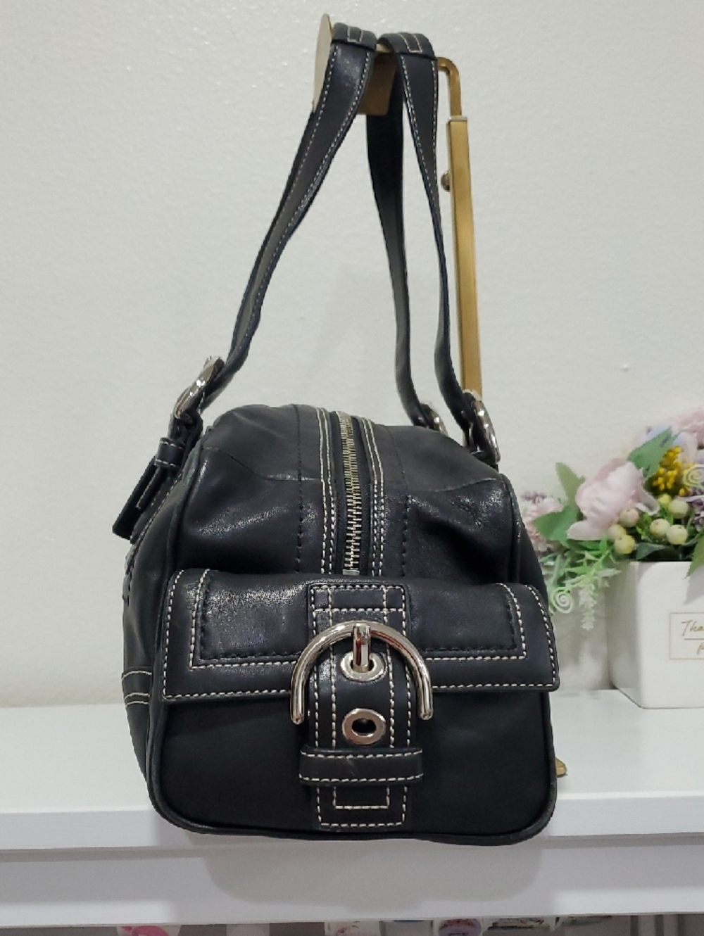 😍RARE VINTAGE Coach Mia Soho Y2K Black Leather Shoulder/Handbag 🖤 - Picture 7 of 16